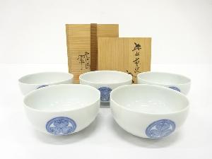 作家物　染付　葵紋　汲出　5客揃